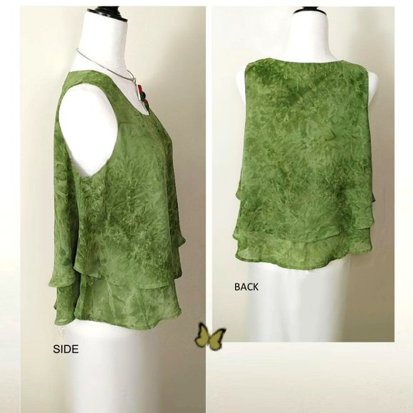 Green Swing Tank Top Scoop Neck Soft Double-layered Abstract Print Tunic, Size M - Picture 2 of 11